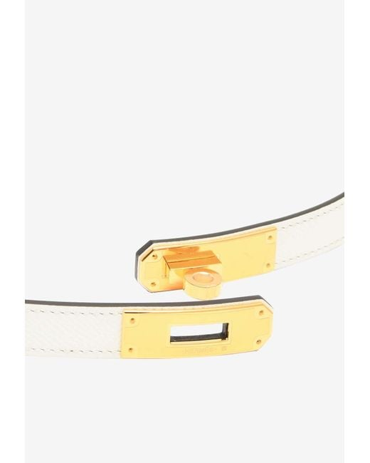 Hermès White Kelly 18 Epsom Leather Belt With Buckle