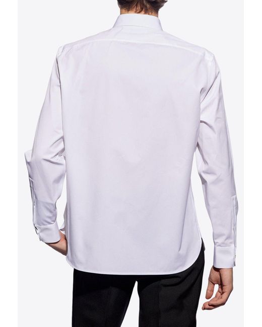 Saint Laurent White Yves Collar Long-Sleeved Shirt for men