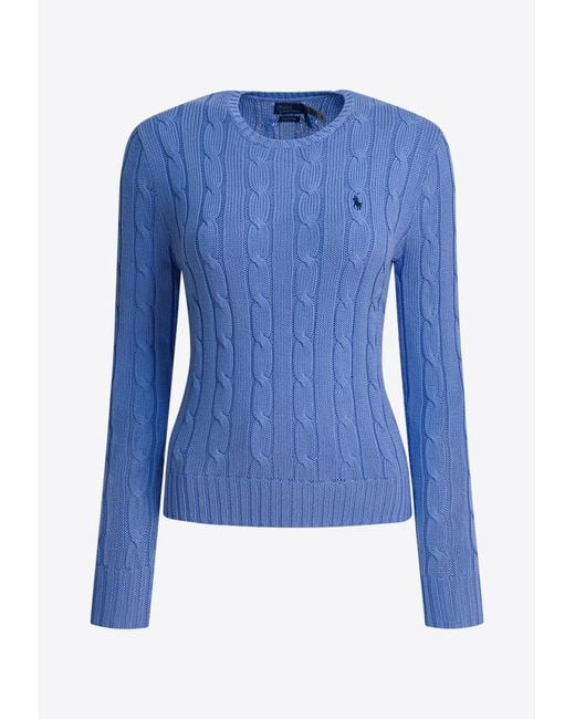 Polo Ralph Lauren Blue Cable-Knit Logo Sweater