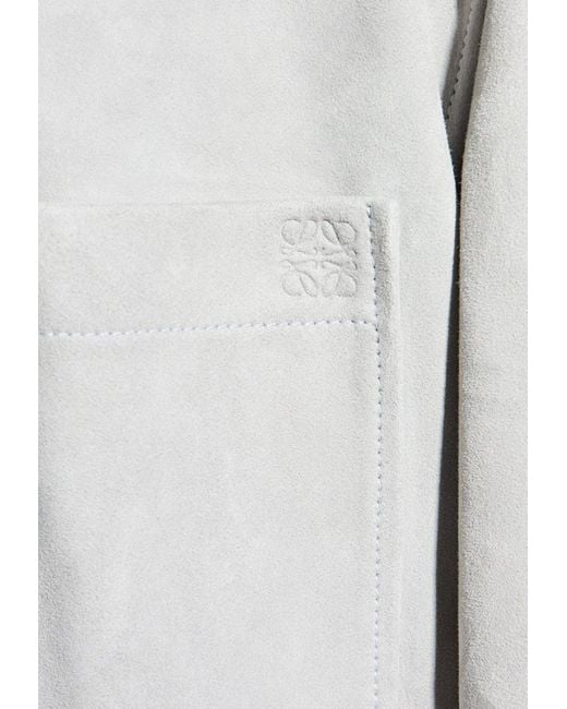 Loewe Gray Essential Suede Overshirt for men