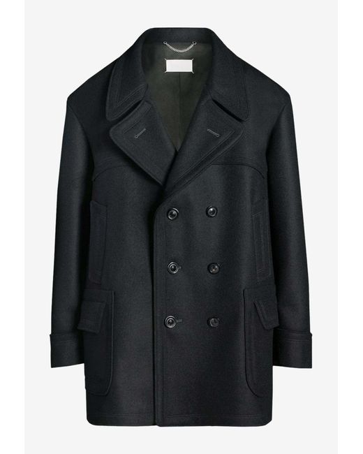 Maison Margiela Black Oversized Double-Breasted Wool-Blend Coat