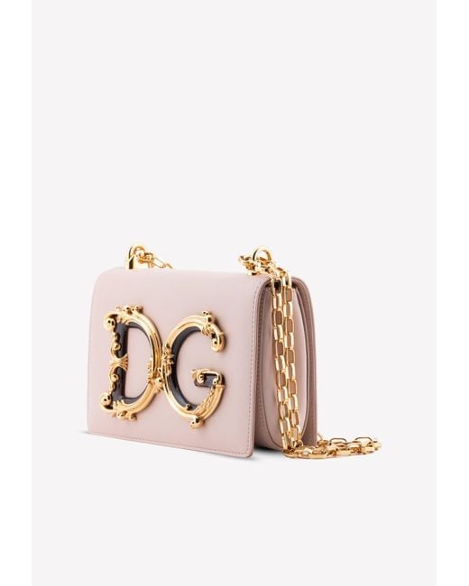 Dolce & Gabbana Natural Small Dg Girls Nappa Leather Shoulder Bag