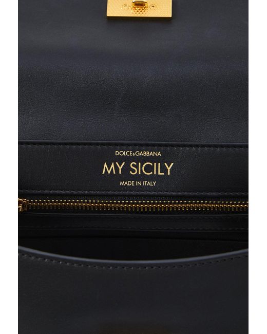 Dolce & Gabbana Black My Sicily Calf Leather Top Handle Bag
