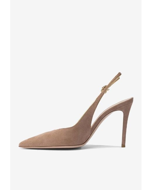 Gianvito Rossi White Yves 100 Slingback Suede Pumps