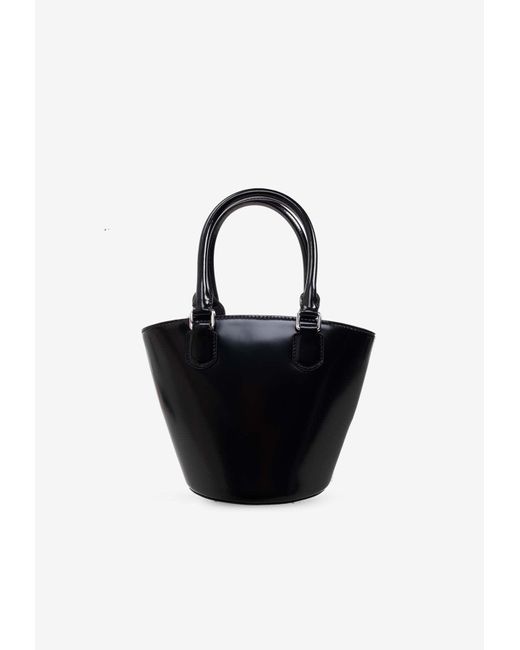 Self-Portrait Black Leather Tote Bag With Bow Charms