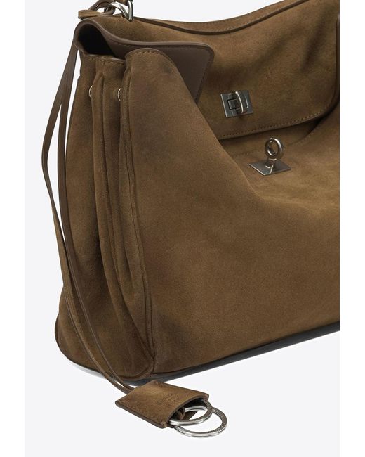 Balenciaga Brown Medium Rodeo Suede Shoulder Bag