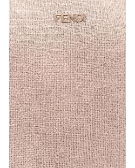 Fendi Waxed Linen Midi Skirt in Natural | Lyst Canada