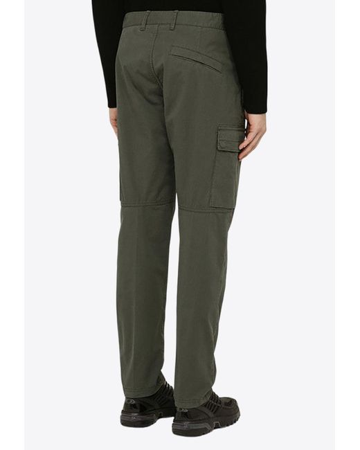Stone Island Green Logo-Patch Cargo Pants for men