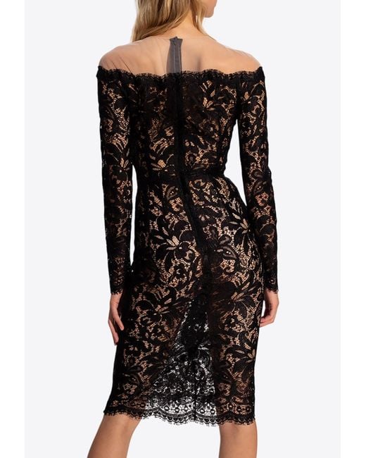 Dolce & Gabbana Black Floral Lace Sheer Dress