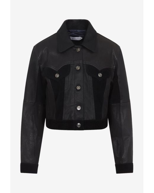 Versace Black Leather Buttoned Jacket