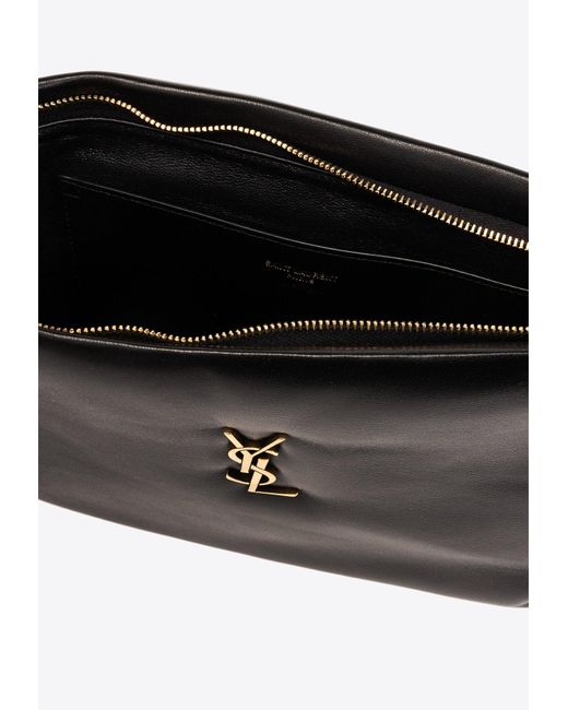 Saint Laurent Black Large Calypso Leather Clutch Bag