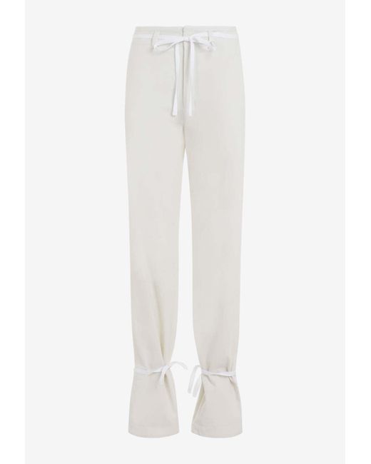 Lemaire White String-Belt Straight-Leg Pants