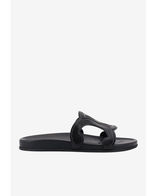 Céline White Triomphe Buckle Slippers for men