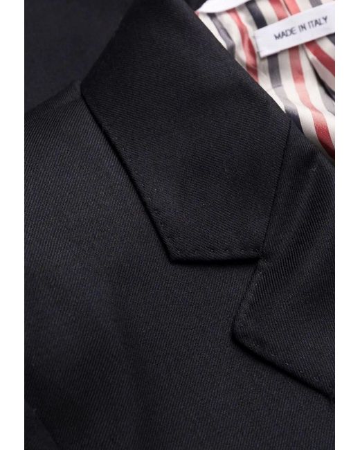 Thom Browne Blue Single-Breasted Wool Cropped Blazer