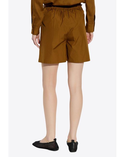 Max Mara Green Haway Mini Shorts With Side Drawstring