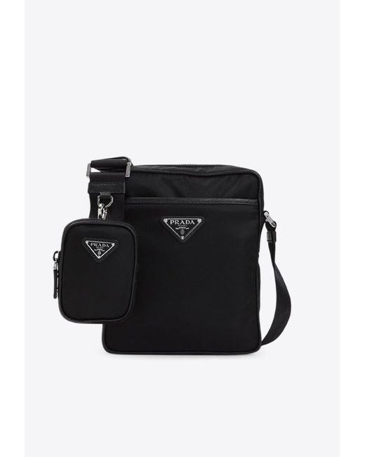 Prada Black Re-Nylon And Leather Shoulder Bag for men