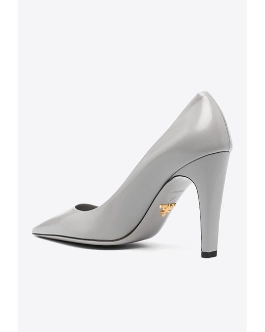 Prada White 100 Leather Pointed Pumps