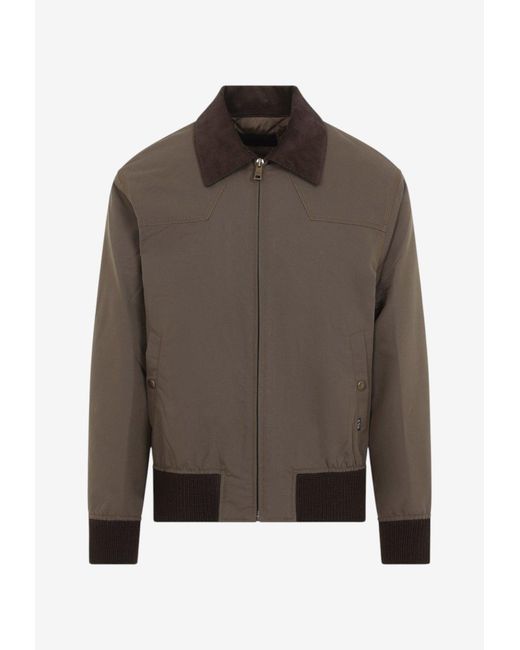 Prada Brown Zip-Up Blouson Jacket for men