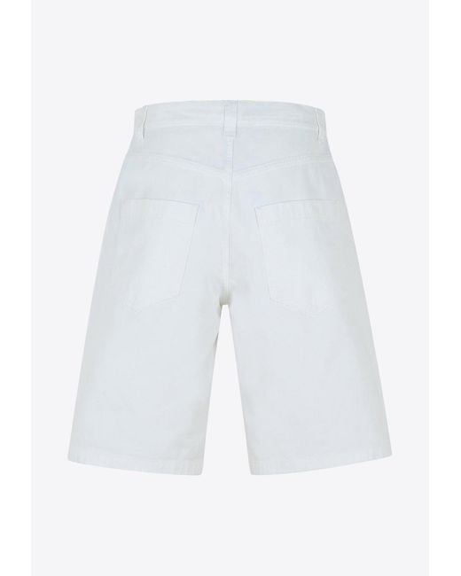 Moschino White Logo Patch Bermuda Shorts for men