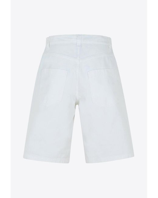 Moschino White Logo Patch Bermuda Shorts for men