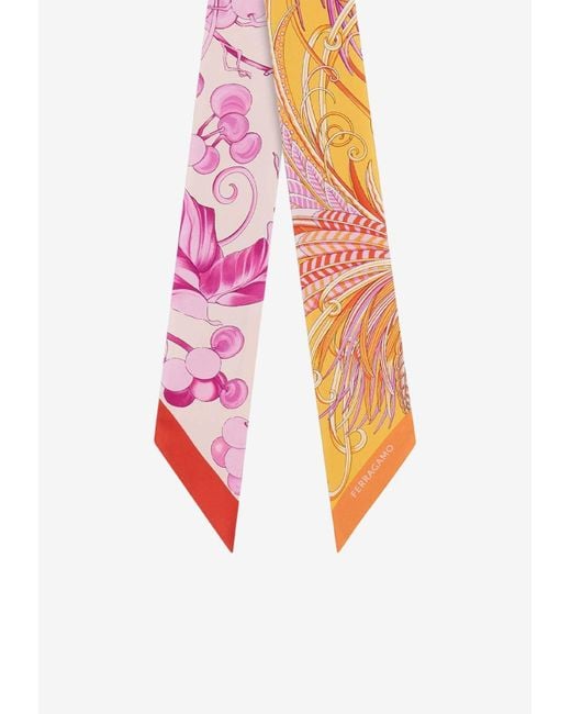 Ferragamo Pink Mini Animal Print Bandeau Scarf