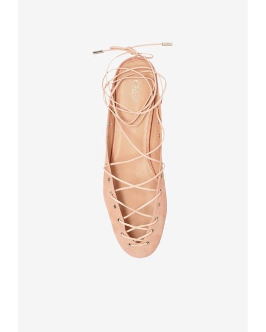 Chloé White Ghillies Lace-Up Ballet Flats