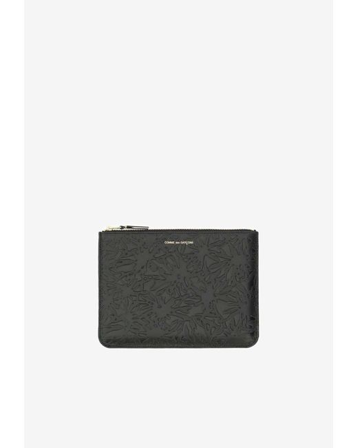 Comme des Garçons White Embossed Forest Leather Zip Pouch