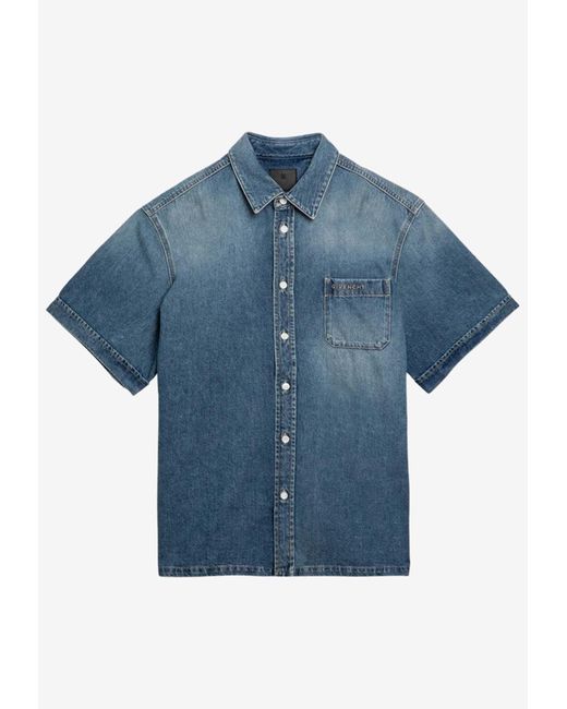 Givenchy Blue Short-Sleeved Denim Shirt for men