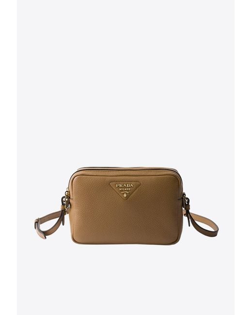 Prada Brown Small Leather Crossbody Bag
