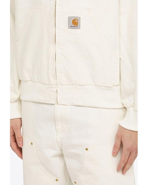 Carhartt White Logo Patch Zip-Up Hooded Sweatshirt for men
