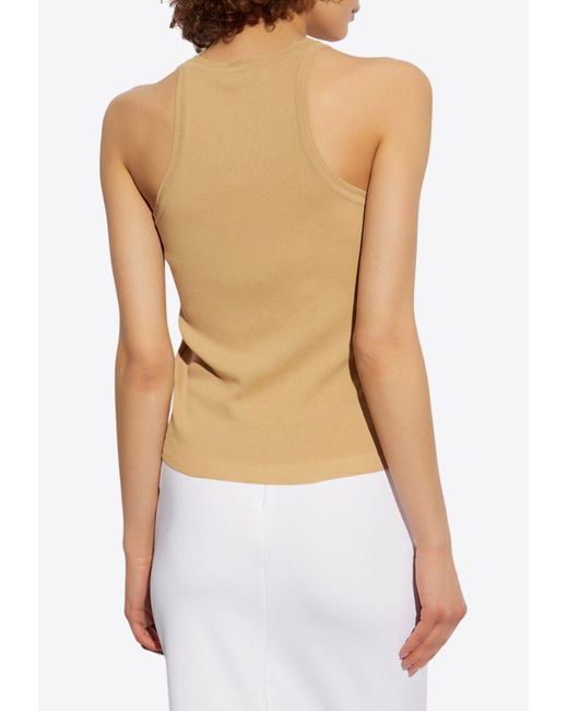 Max Mara White Arnes Ribbed Sleeveless Top