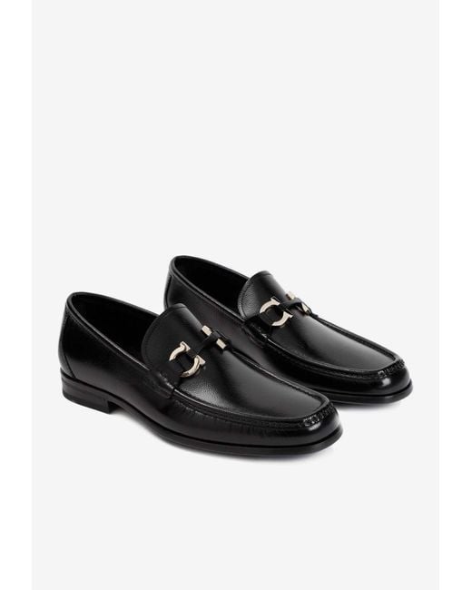 Ferragamo Black Grandioso2 Calf Leather Loafers for men