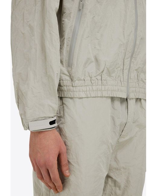 Ferragamo Gray Zip-Up Windbreaker Hooded Jacket for men