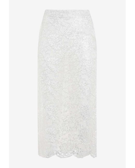 Simone Rocha White Lace Pencil Keen-Length Skirt