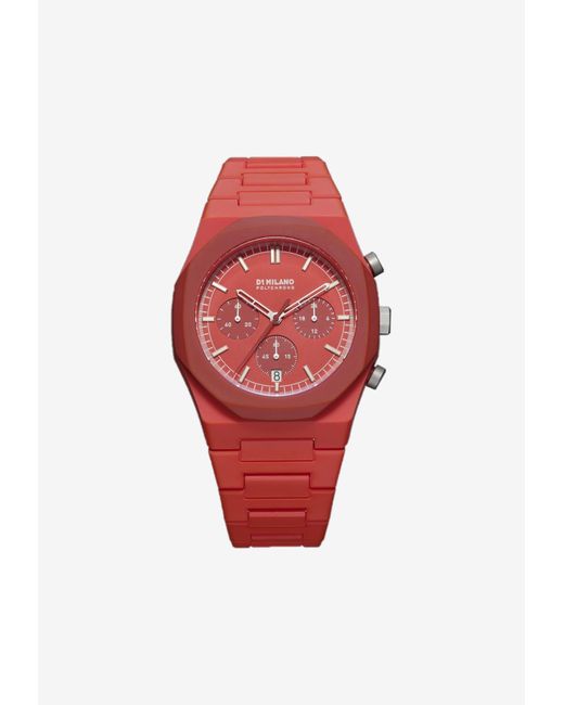 D1 Milano Red Polychrono 40.5 Mm Watch for men