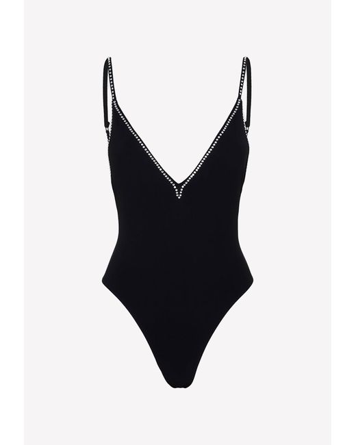 LaRevêche Synthetic Sveva Crystal One-piece Swimsuit in Black | Lyst