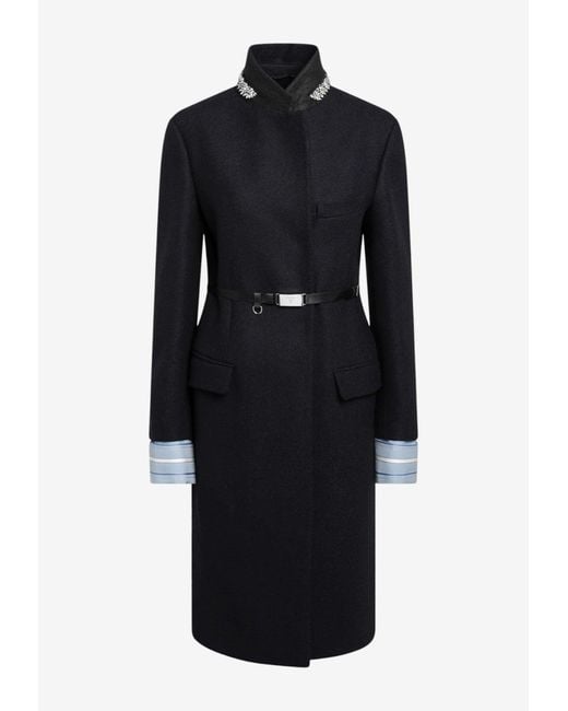 Prada Blue Belted Wrap Coat