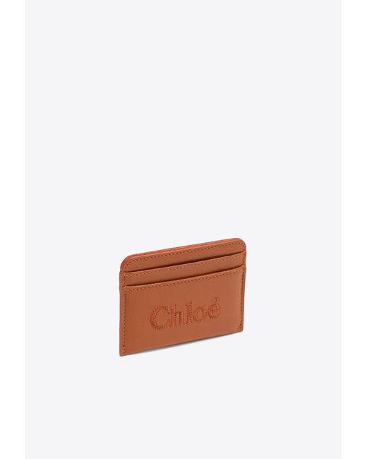 Chloé White Sense Logo-Detail Leather Cardholder