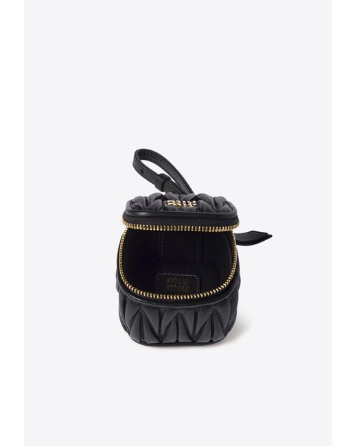 Miu Miu Black Trick Quilted Leather Pouch Key-Ring