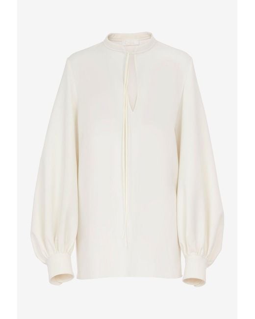 Chloé White Open-Neck Tunic