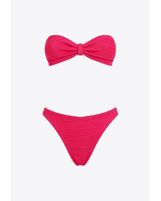 Hunza G Pink Jean Strapless Bikini
