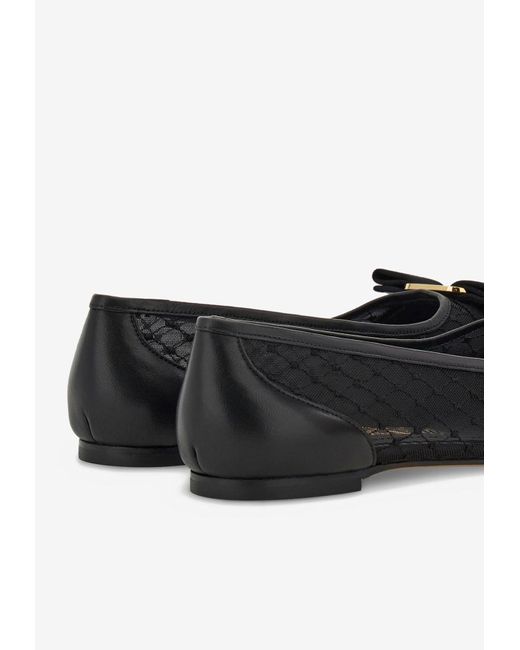 Ferragamo White Varina Mesh Ballet Flats