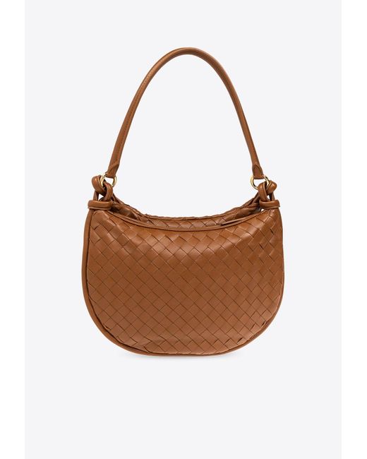 Bottega Veneta Brown Medium Gemelli Intrecciato Leather Shoulder Bag