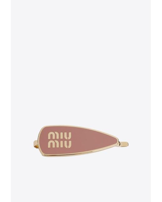Miu Miu White Logo Hair Clip