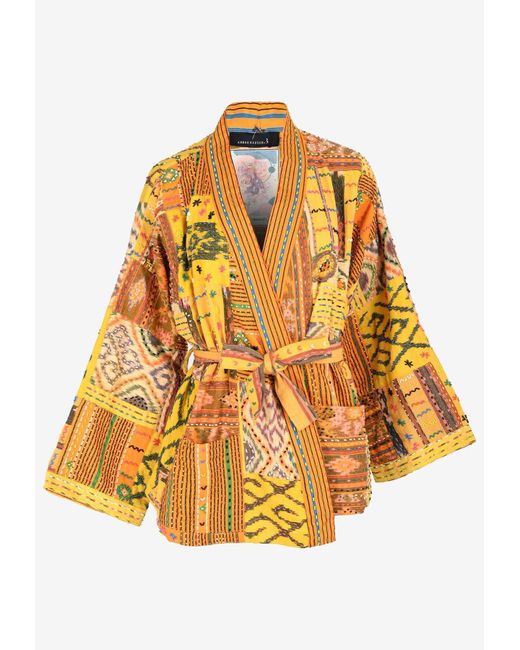 Ambre Babzoe Metallic Patchwork Kimono Jacket