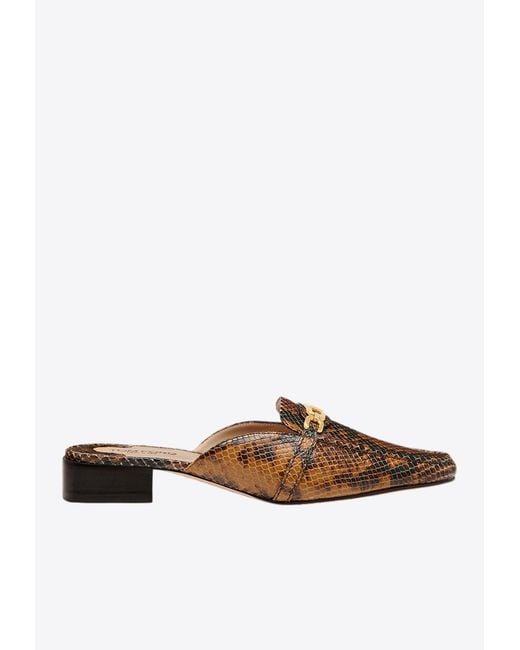 Tom Ford White Whitney Python-Effect Slippers