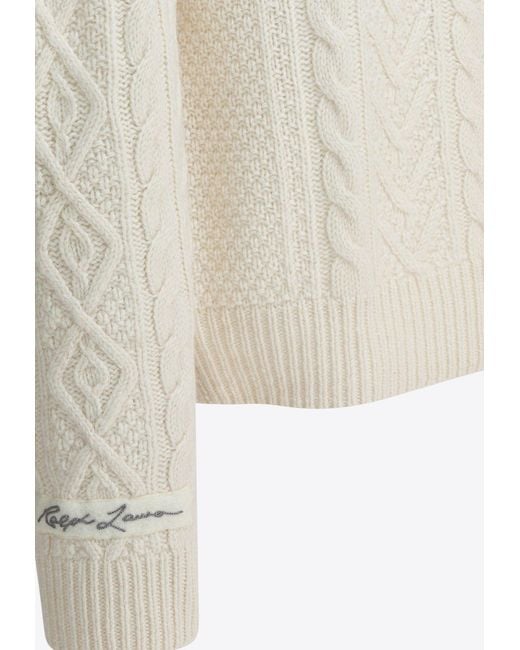 Polo Ralph Lauren White New York Yankees Cable Knit Sweater for men