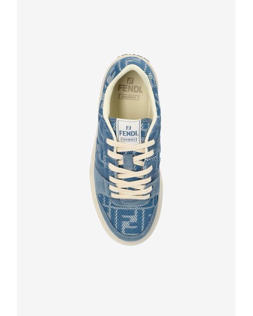 Fendi Blue Match Ff Jacquard Platform Sneakers