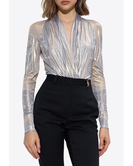 Versace White La Coupe Des Dieux Draped Bodysuit