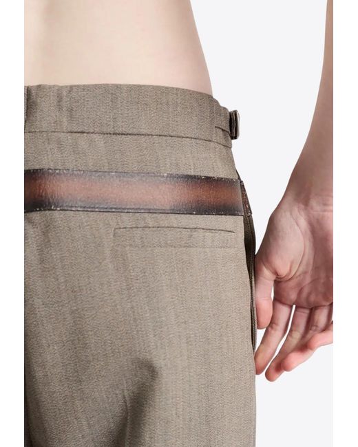 Prada Gray Printed Belt Technical Wool Pants